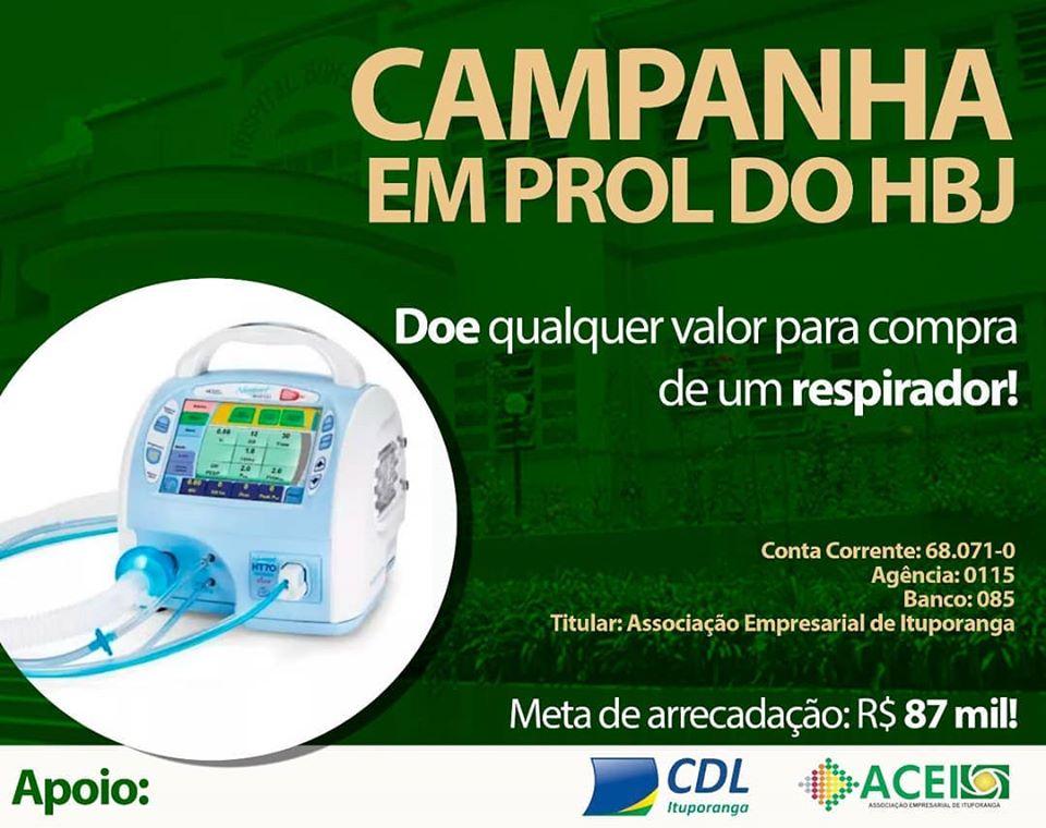 ACEI e CDL lançam campanha para arrecadar recursos para compra de respirador para o Hospital Bom Jesus