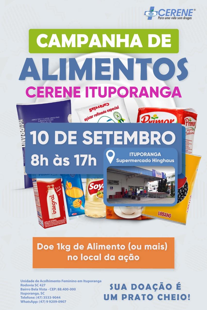 Cerene de Ituporanga promove campanha de alimentos neste sábado (10)
