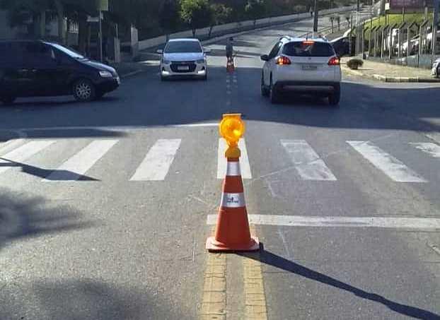 Cones sinalizadores auxiliam na segurança do trânsito em Ituporanga 