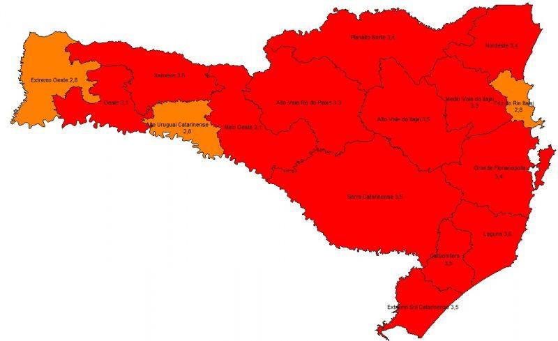 Covid-19: Santa Catarina tem aumento de 330% no número de regiões gravíssimas