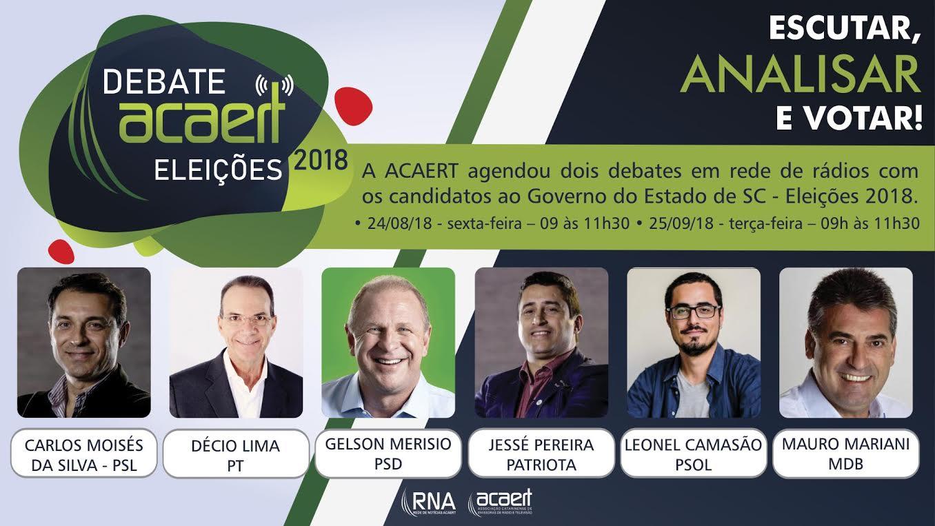 Eleições 2018: Rádio Sintonia transmite debate com candidatos ao Governo de Santa Catarina