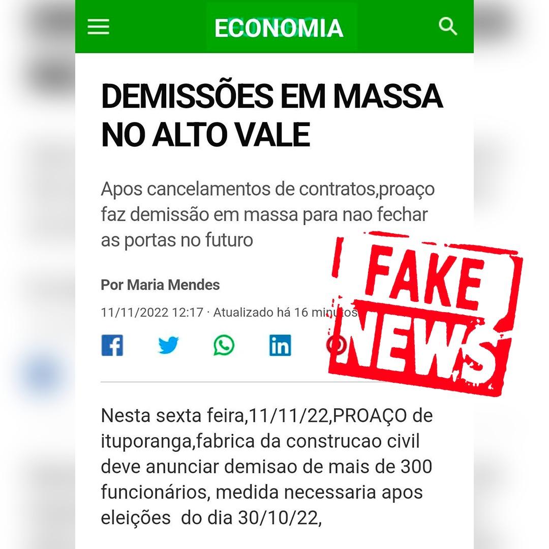 Proaço de Ituporanga é alvo de fake news