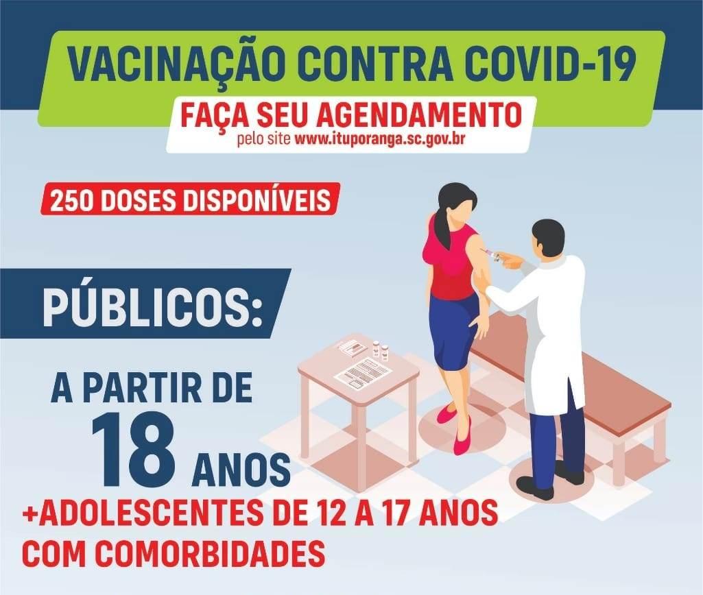 Vacinação contra Covid-19 em adolescentes de 12 a 17 anos com comorbidades inicia em Ituporanga