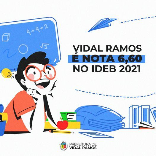 Vidal Ramos alcança nota 6.6 no Índice da Educação Básica (IDEB) 2021