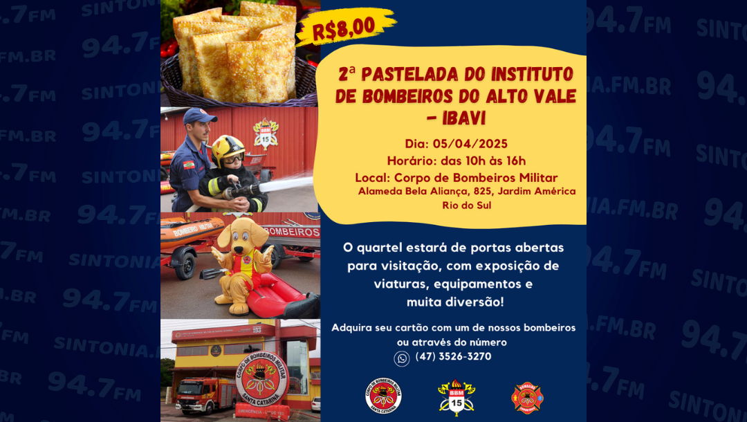 2ª Pastelada do Instituto de Bombeiros do Alto Vale ocorre em abril em Rio do Sul