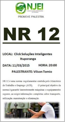Palestra para esclarecer a NR12 será realizada hoje em Ituporanga 