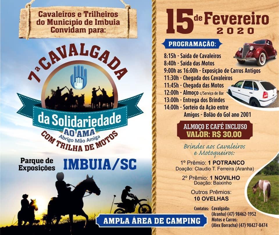 7ª Cavalgada do AMA será realizada em fevereiro em Imbuia