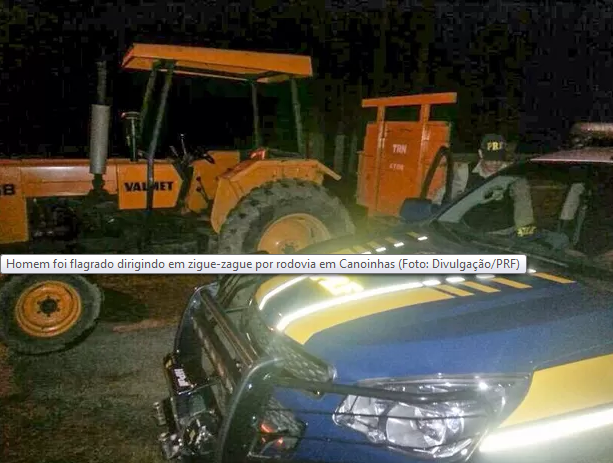 Homem é preso após dirigir trator em zigue-zague em BR no Norte de SC 
