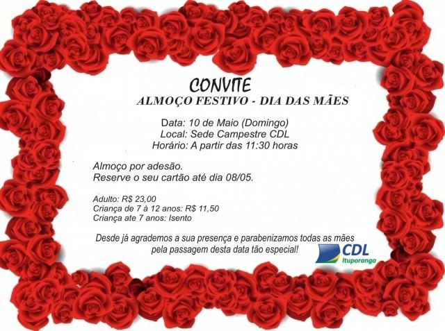 CDL: Almoço festivo para o dia das mães vai ser promovido em Ituporanga