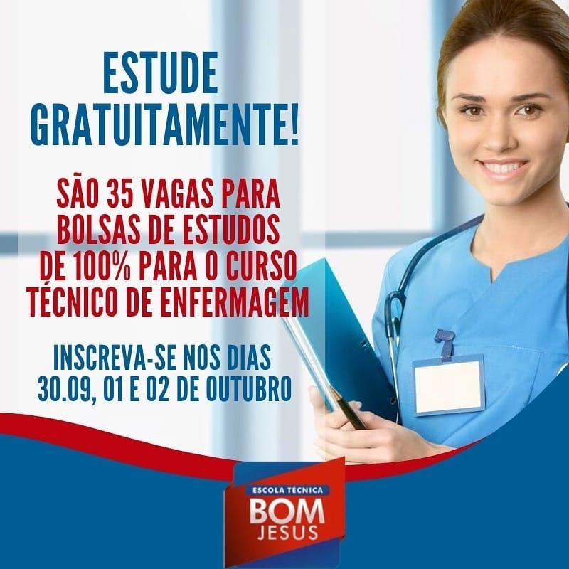 Abertas inscrições para bolsistas no Curso Técnico de Enfermagem em Ituporanga