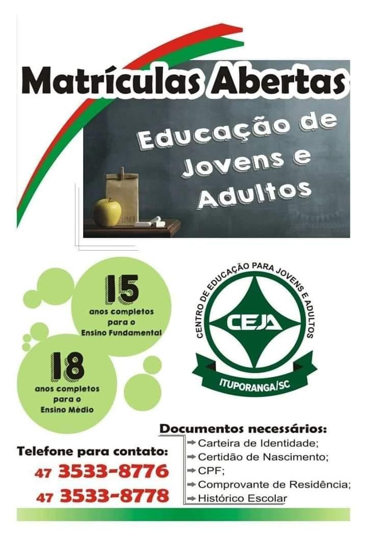 Abertas matrículas para quem deseja fazer o CEJA no segundo semestre deste ano na região