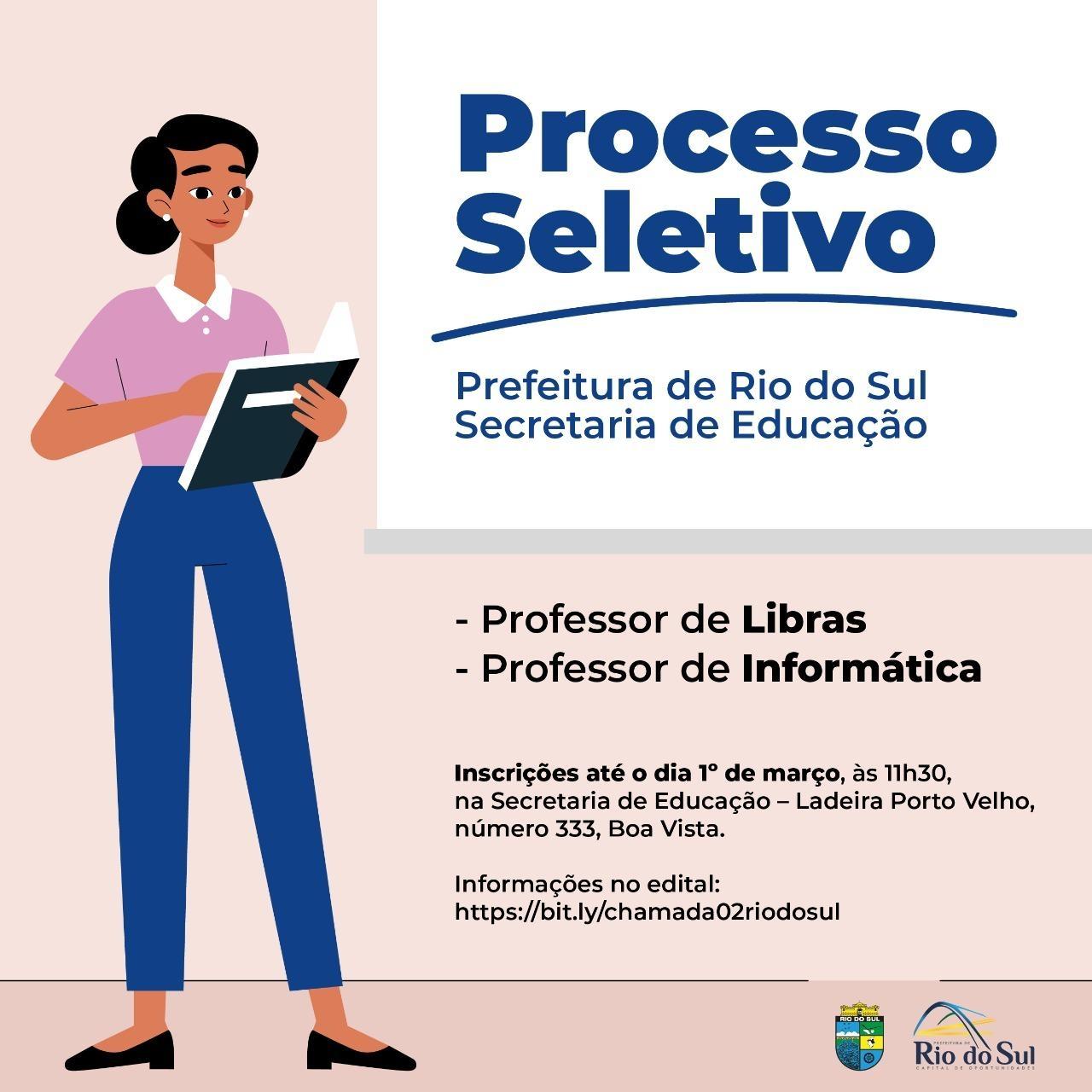 Aberto edital para contratação de professor de libras e informática em Rio do Sul