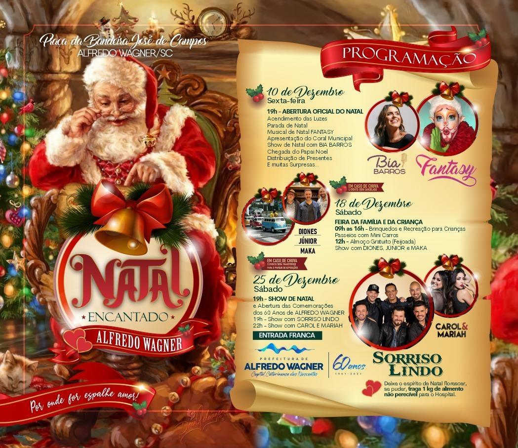 Abertura do Natal Encantado em Alfredo Wagner ocorre sexta