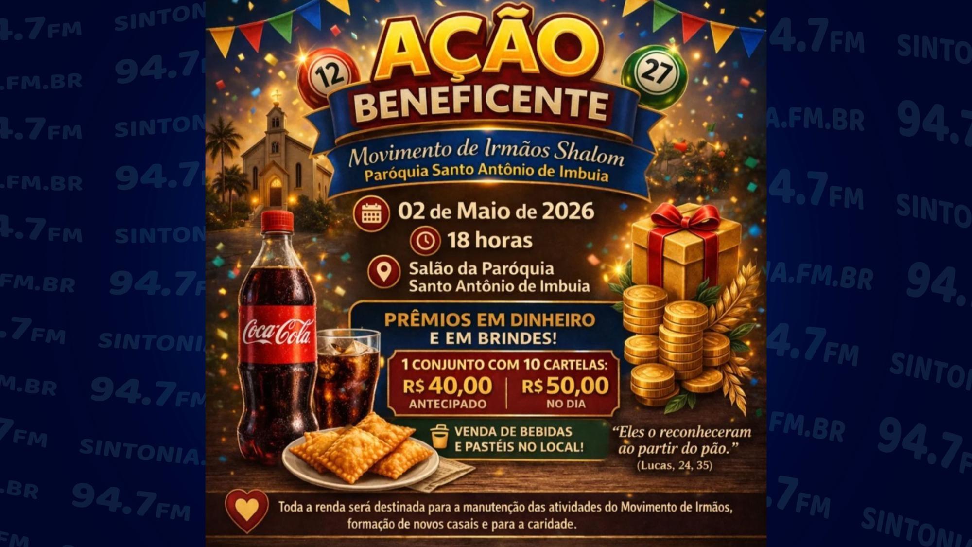 Ação Beneficente do Movimento Irmãos Shalom será neste sábado (02) em Imbuia
