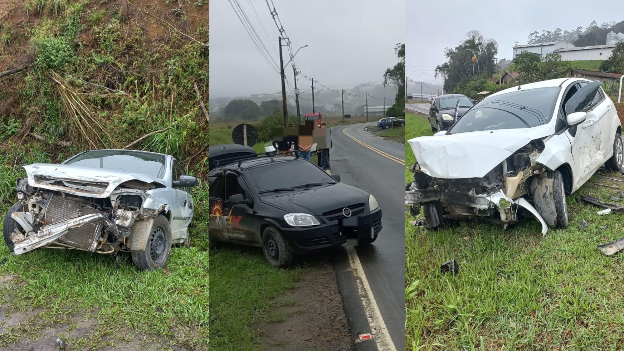 Acidente com três veículos é registrado em Salete