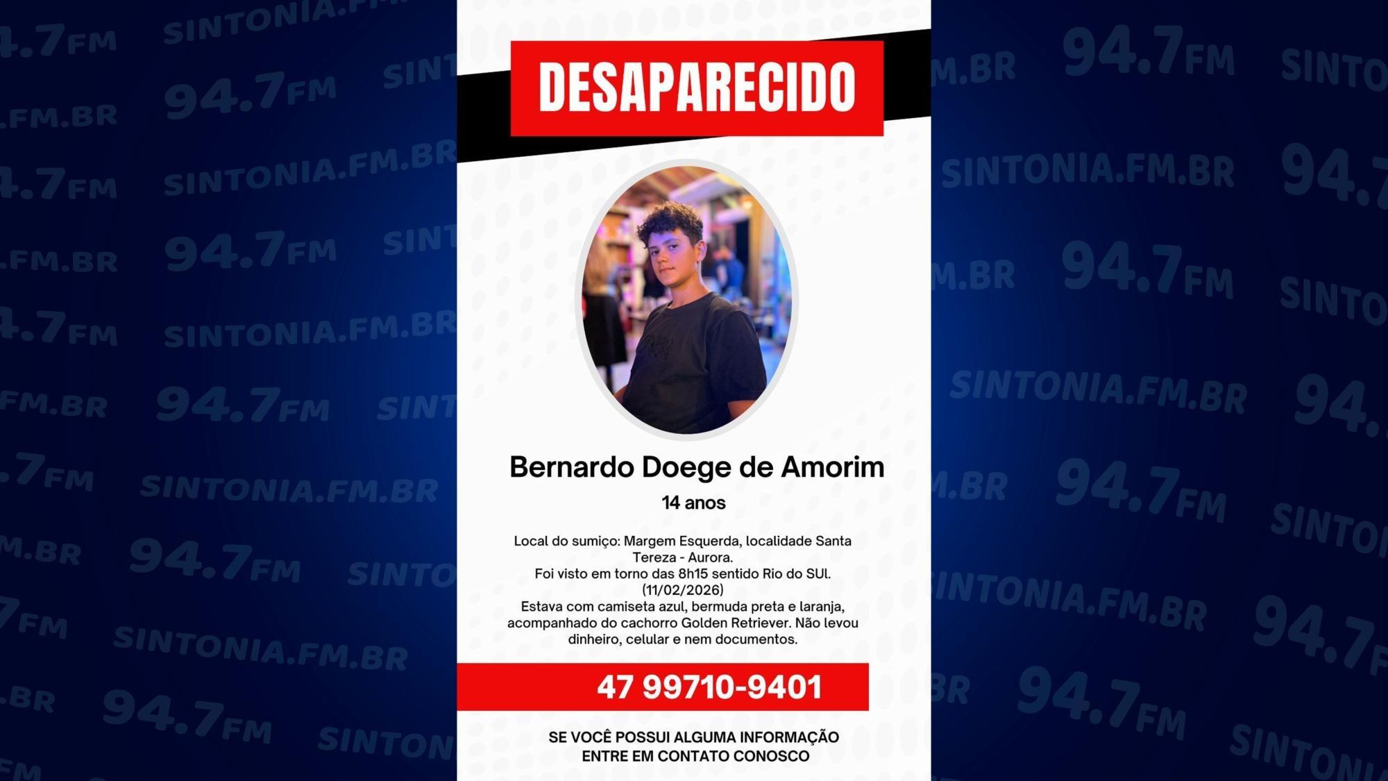 Adolescente de 14 anos está desaparecido em Aurora