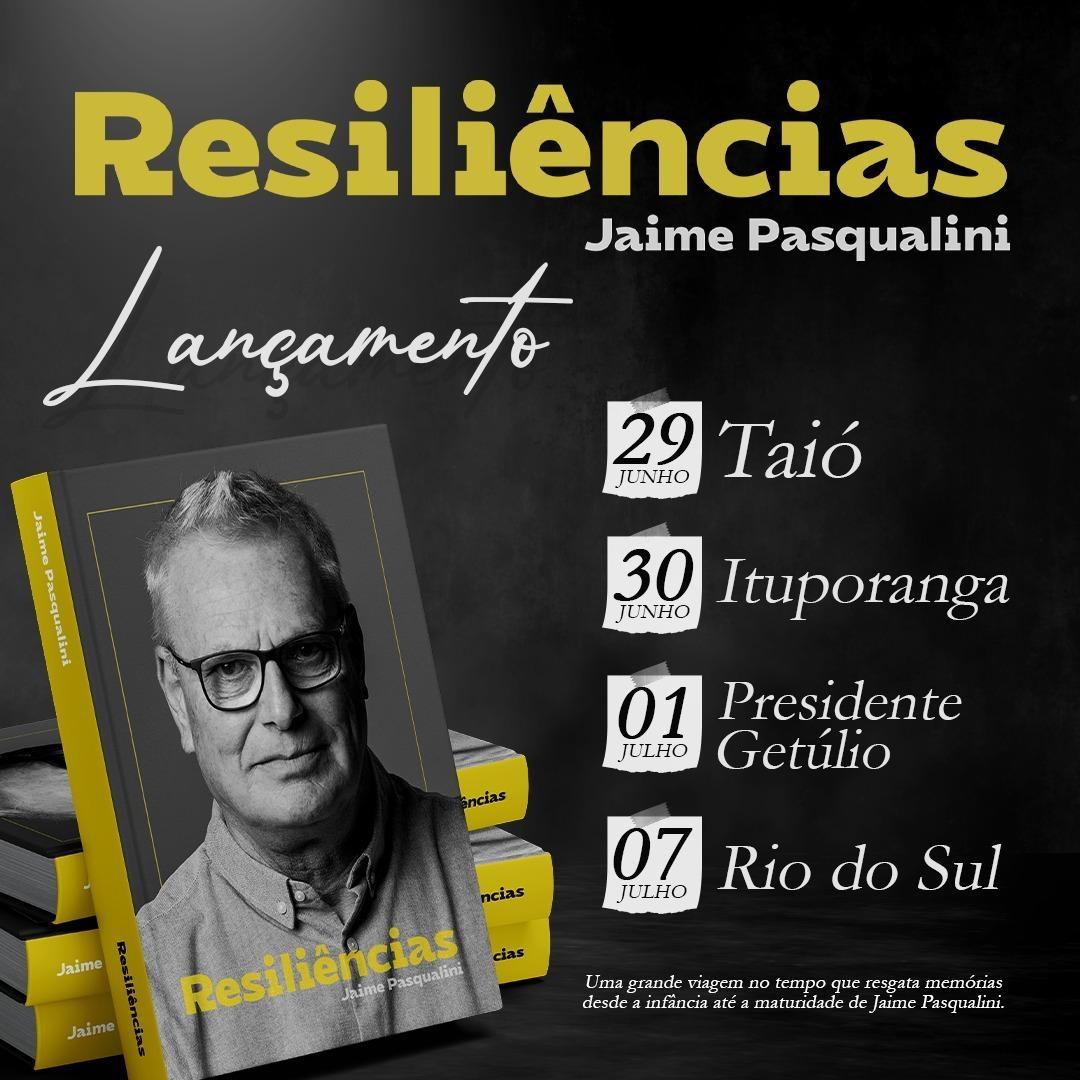Advogado e ex-reitor da Unidavi Jaime Pasqualini lança sua autobiografia intitulada "Resiliências"