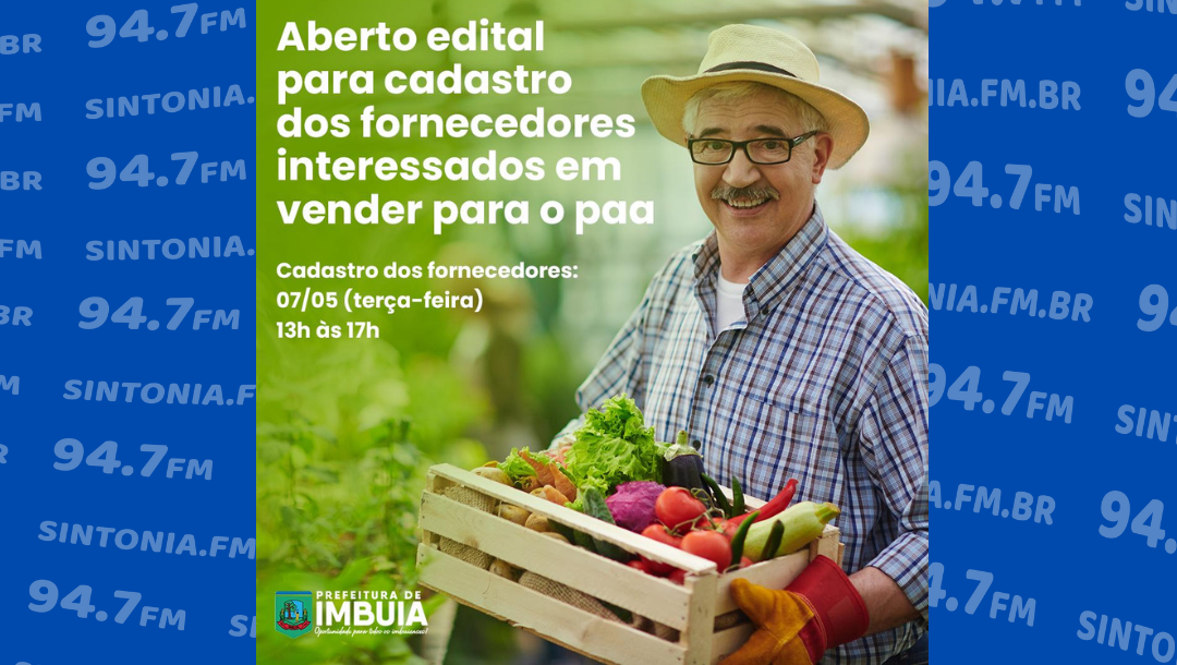 Agricultores de Imbuia poderão se cadastrar para fornecer produtos através do Programa de Aquisição de Alimentos (PAA)