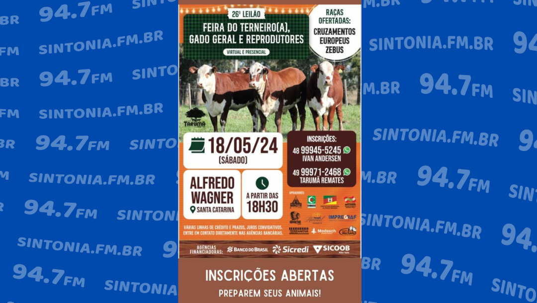 Alfredo Wagner sedia nova edição da feira do terneiro, terneira, gado geral e reprodutores