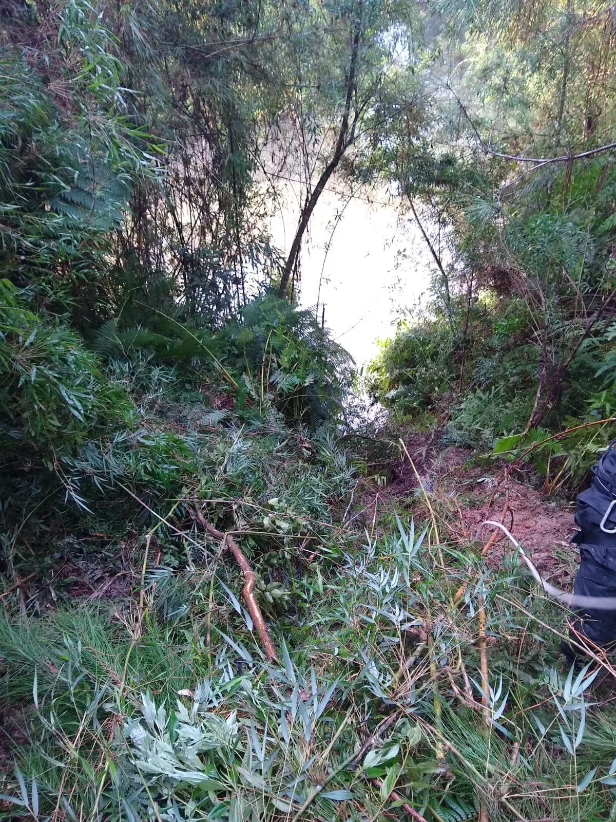 Após saída de pista, veículo cai no rio e uma pessoa segue desparecida