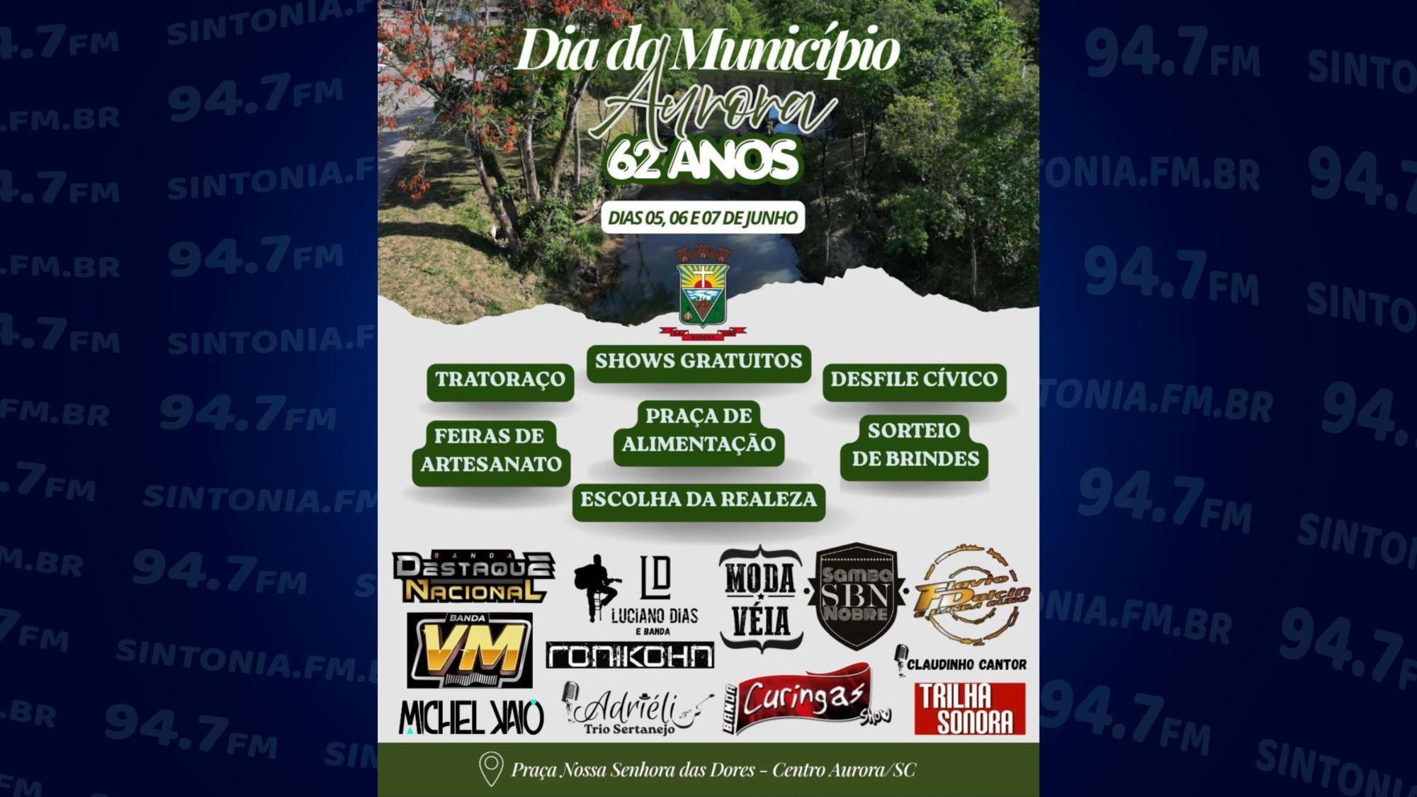 Aurora prepara festa de 62 anos com tratoraço, shows e desfile cívico