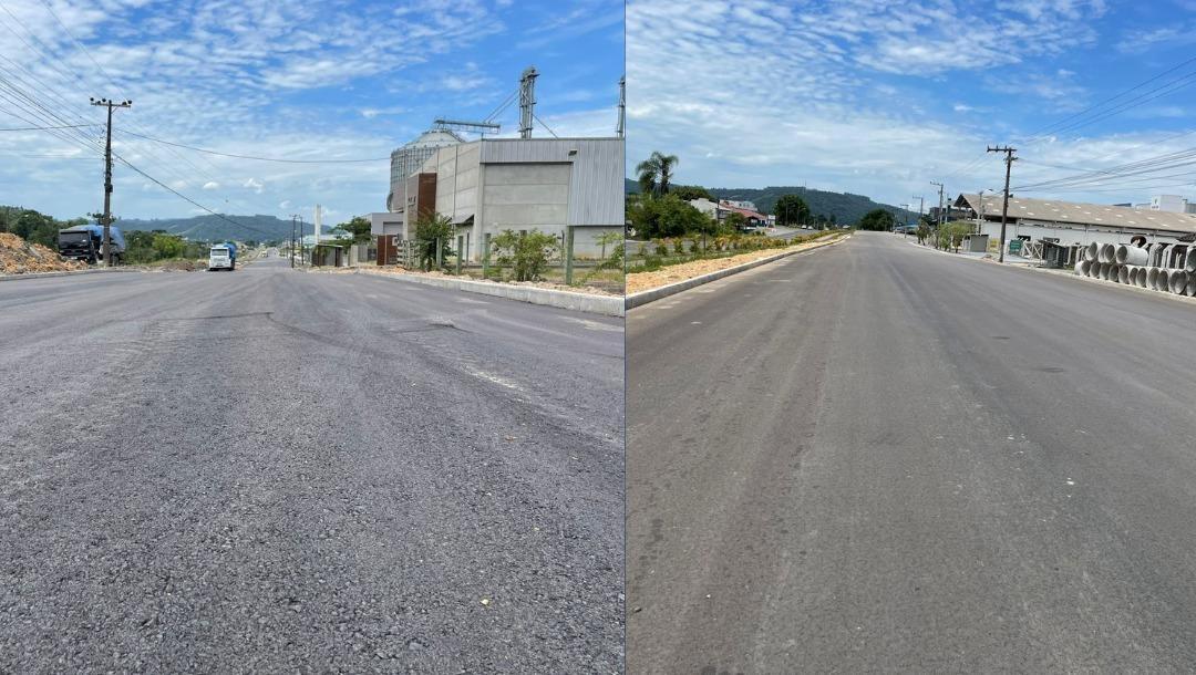 Avenida Evaldo Prim é asfaltada no Distrito Industrial de Ituporanga