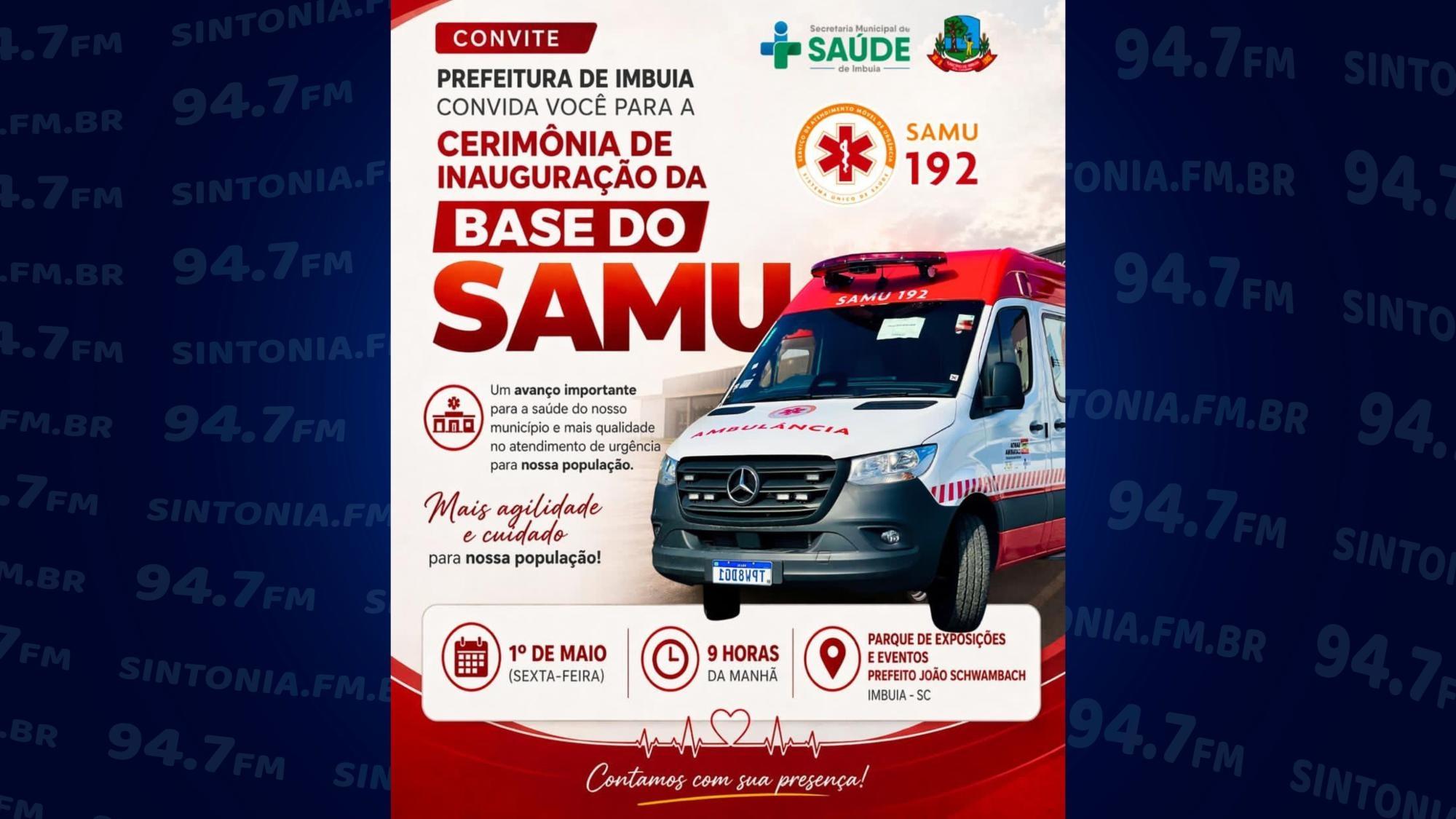 Base do SAMU será inaugurada nesta sexta-feira (01) em Imbuia