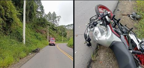 Bombeiros Voluntários de Presidente Getúlio atendem acidente com motociclista na SC-340, em Dona Emma