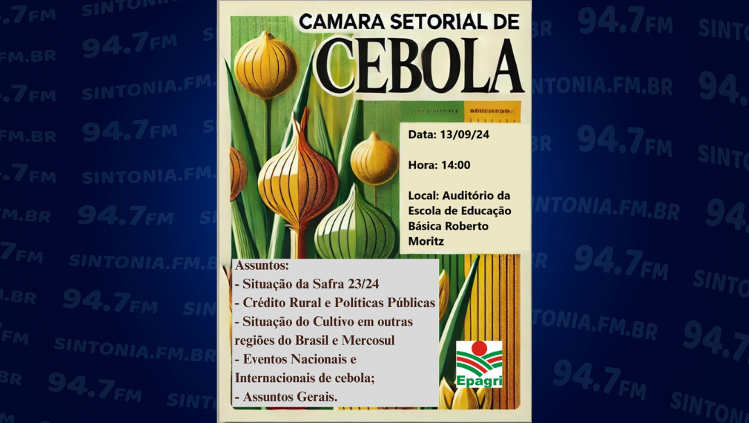 Câmara Setorial da Cebola se reúne nesta sexta-feira (13) em Ituporanga