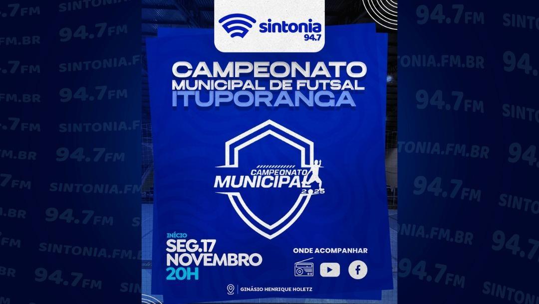 Campeonato Municipal de Futsal de Ituporanga começa hoje com transmissão da Sintonia FM