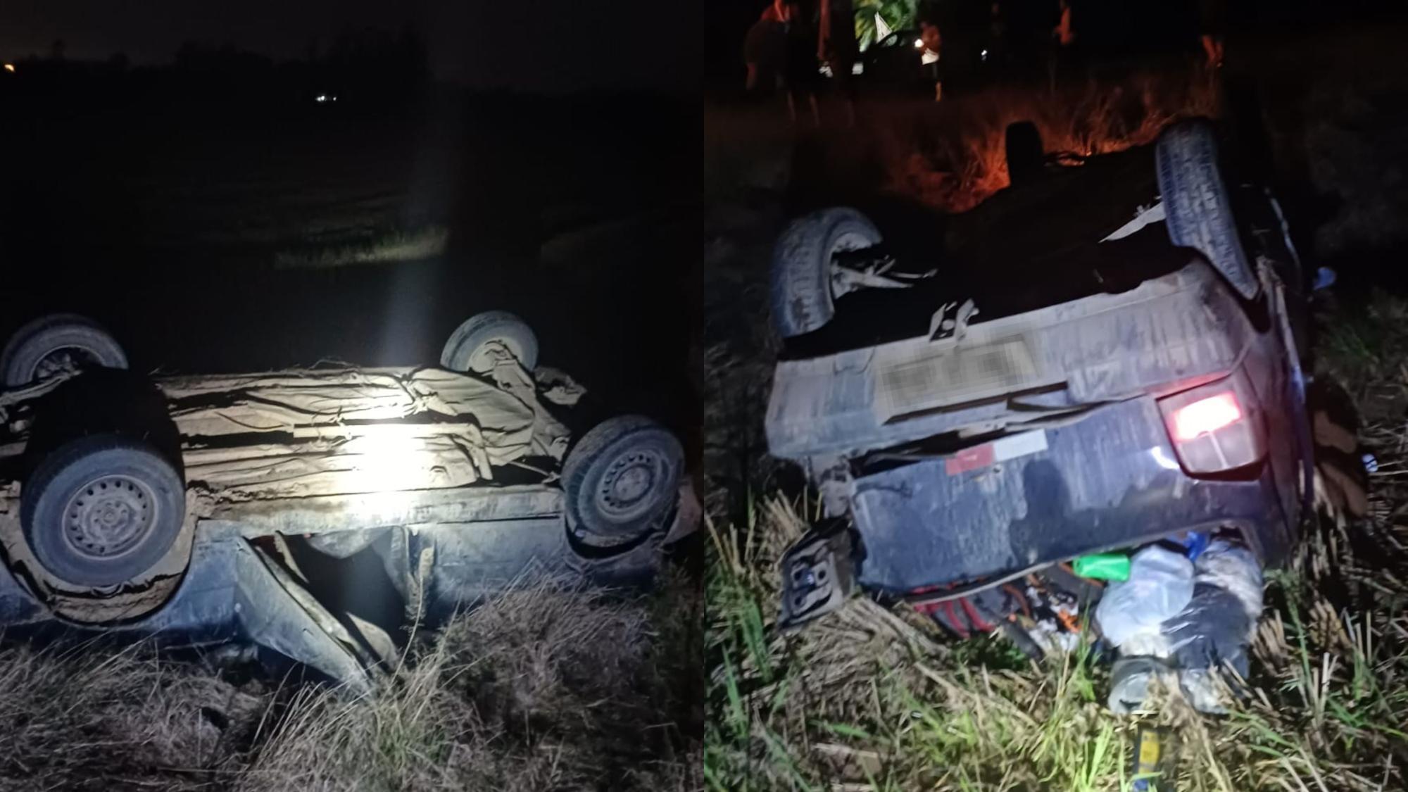 Carro capota após desvio de animal na SC-114 e deixa dois feridos