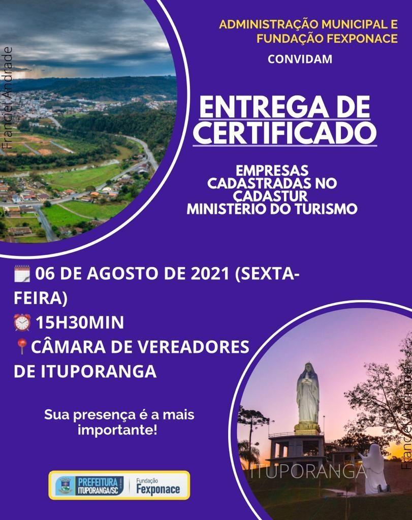 Cerca de 60 estabelecimentos receberão certificado como prestadores de serviços turísticos em Ituporanga