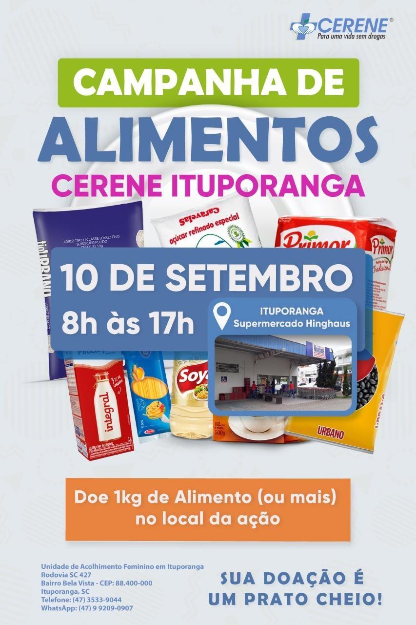 Cerene de Ituporanga promove campanha de alimentos neste sábado (10)