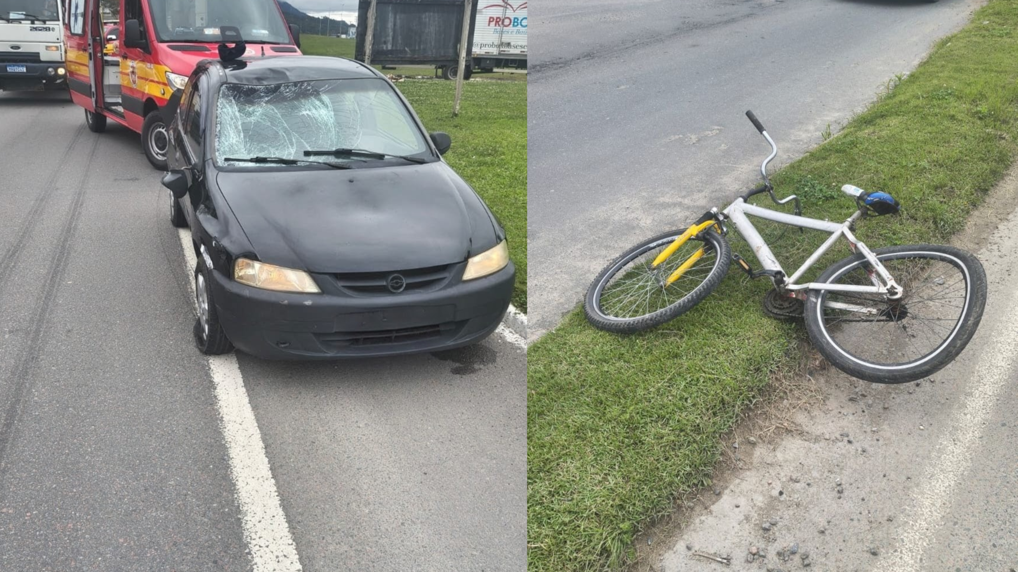 Ciclista fica ferido após acidente com carro no Alto Vale
