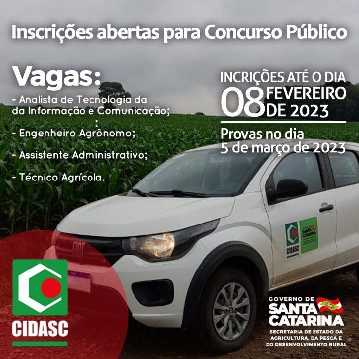 CIDASC  abre concurso público para várias áreas