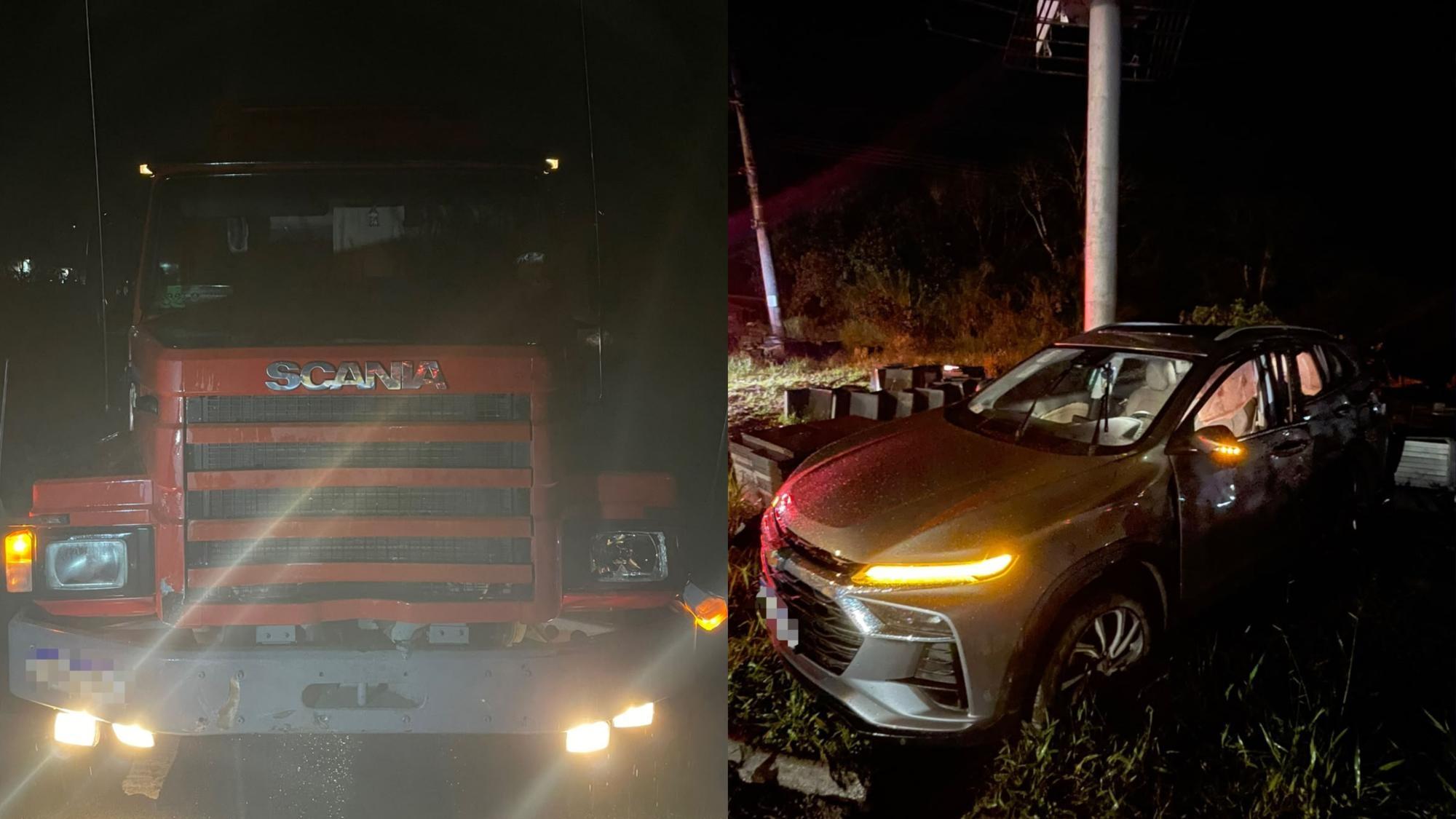 Colisão entre carro e caminhão deixa motorista ferido em Trombudo Central