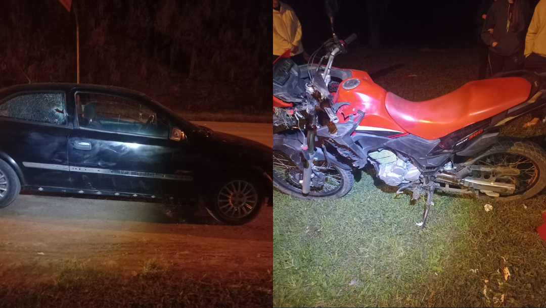 Colisão entre carro e moto deixa jovem ferido em Alfredo Wagner
