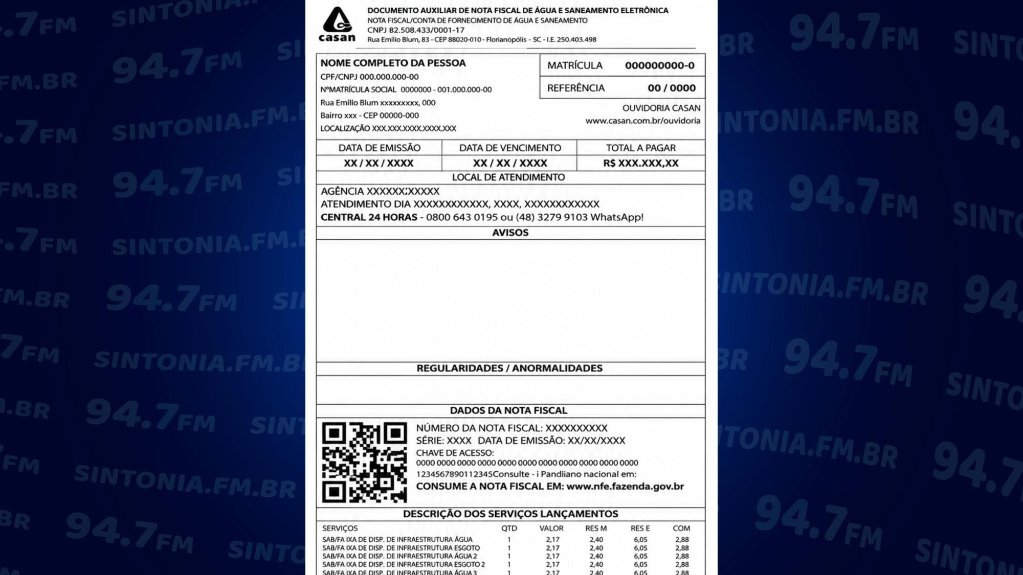 Conta de água da Casan terá novo formato a partir de agosto