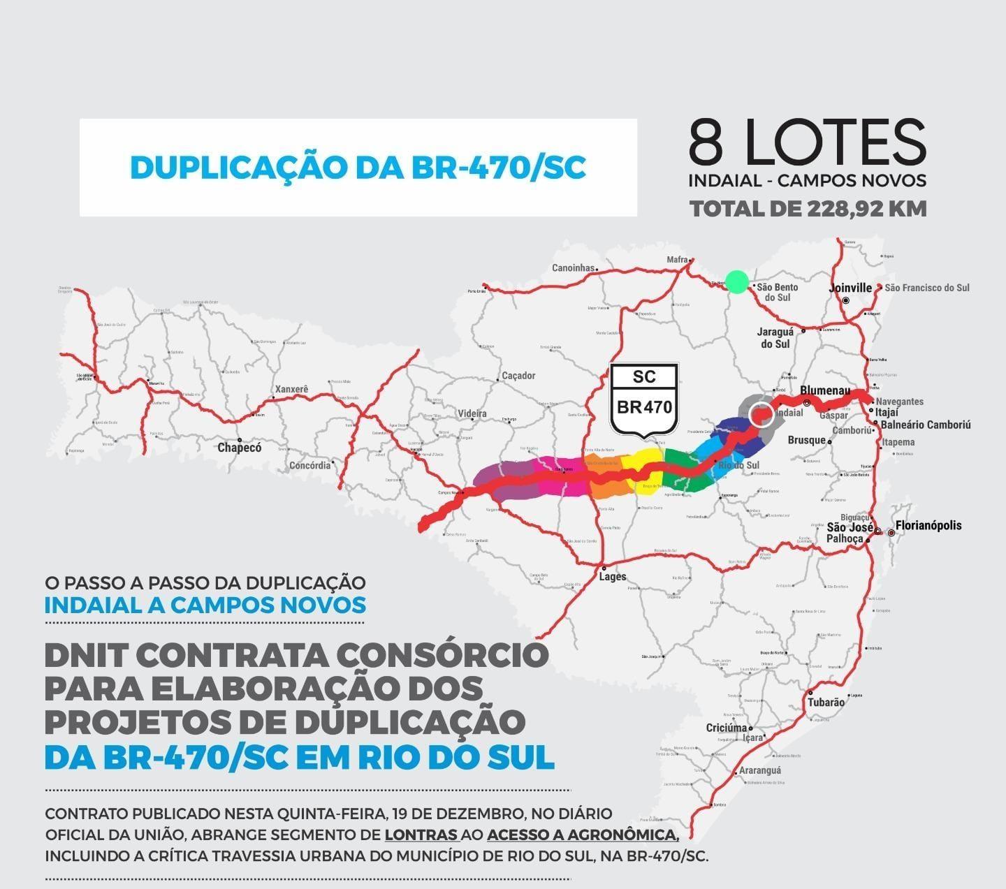 Contrato para projeto de duplicação da BR-470 entre Lontras e Agronômica é publicado no Diário Oficial