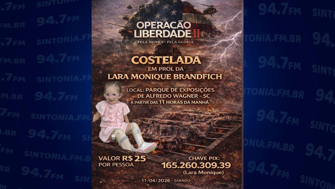 Costelaço em Alfredo Wagner arrecada recursos para tratamento de Lara Monique