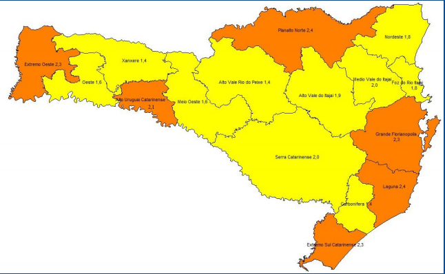 Covid: SC tem 10 regiões em risco alto e seis em risco grave
