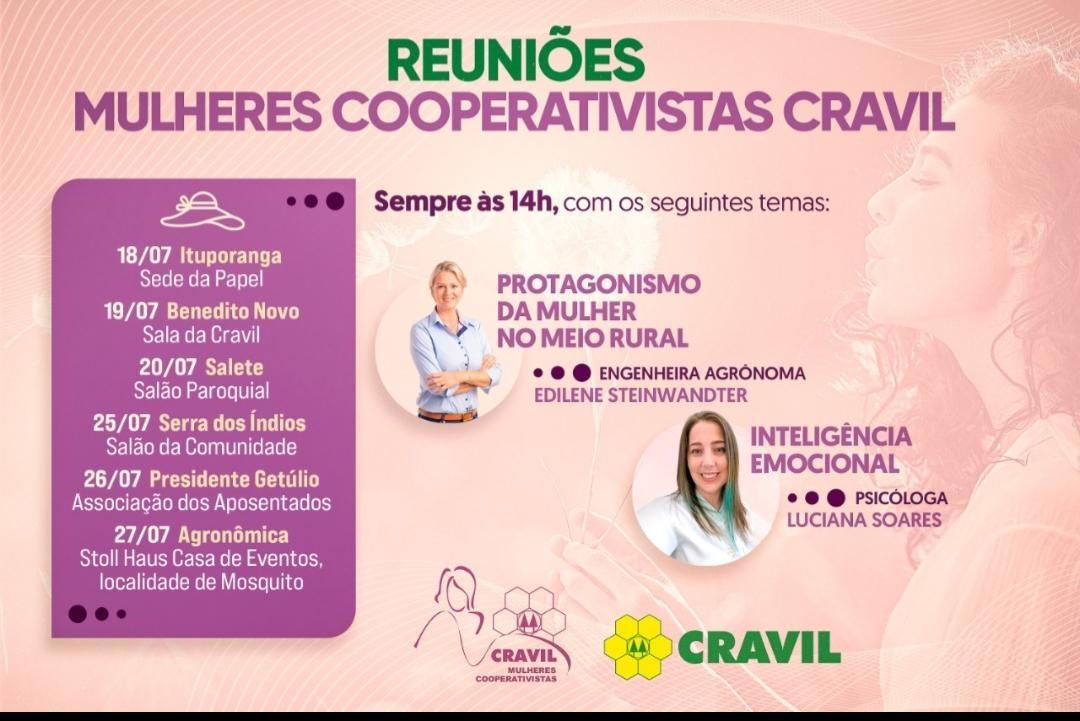 Cravil realiza nesta segunda-feira (18) palestra voltada para as mulheres