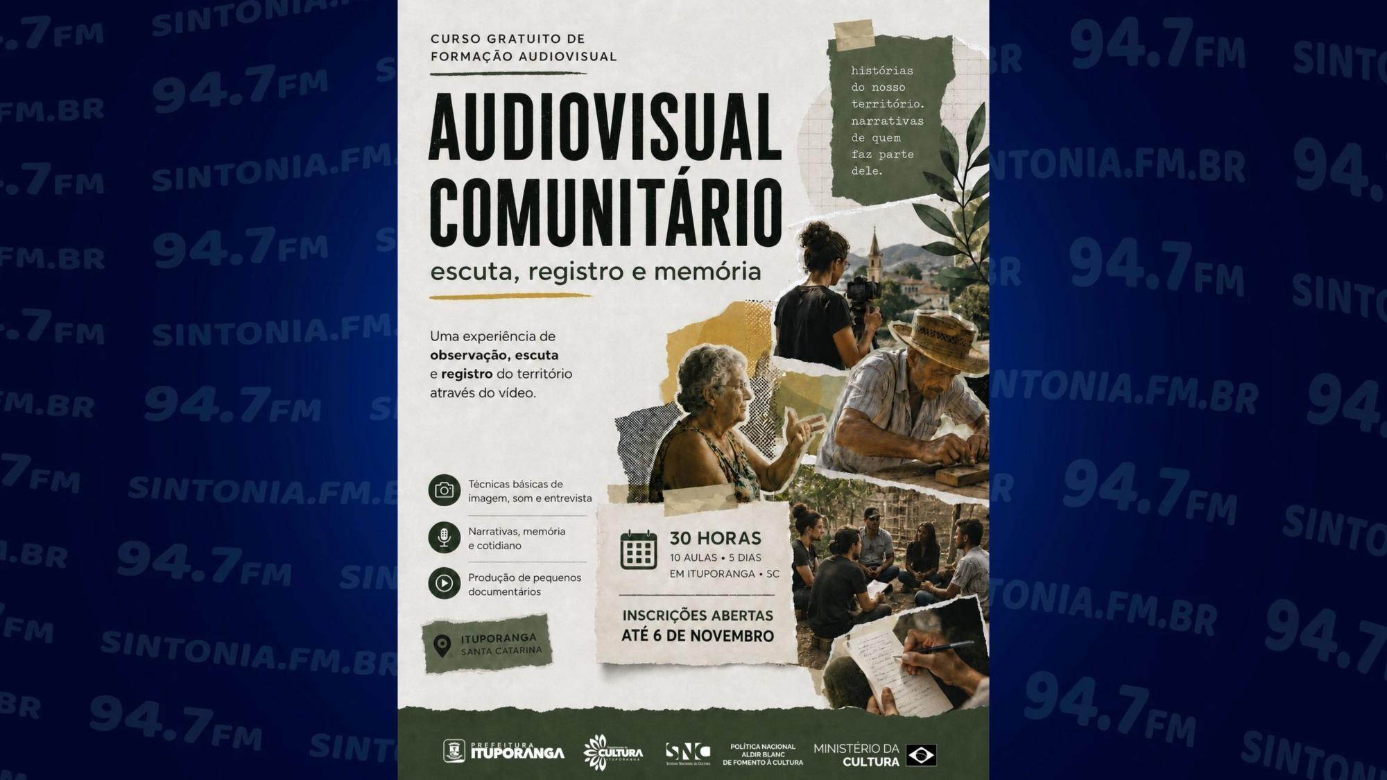 Curso gratuito de audiovisual abre inscrições em Ituporanga com foco em memória e cultura local