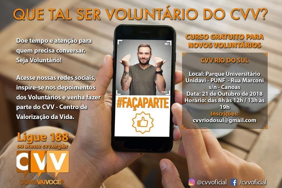CVV Rio do Sul precisa de voluntários