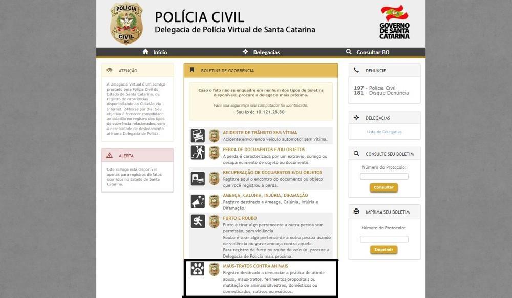 Delegacia virtual de SC passa a registrar boletins de ocorrência de maus-tratos contra animais 