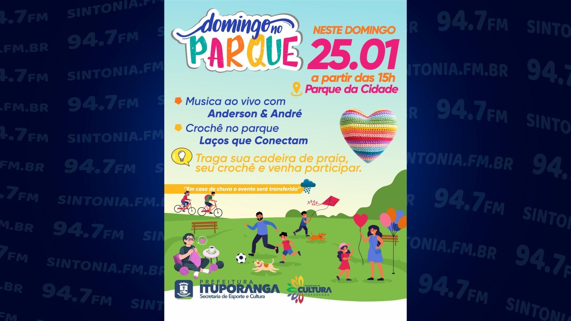 Domingo no parque vai contar com projeto de crochê ao ar livre