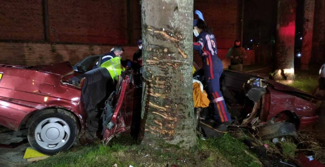 Duas pessoas morreram após colisão de veículo contra árvore