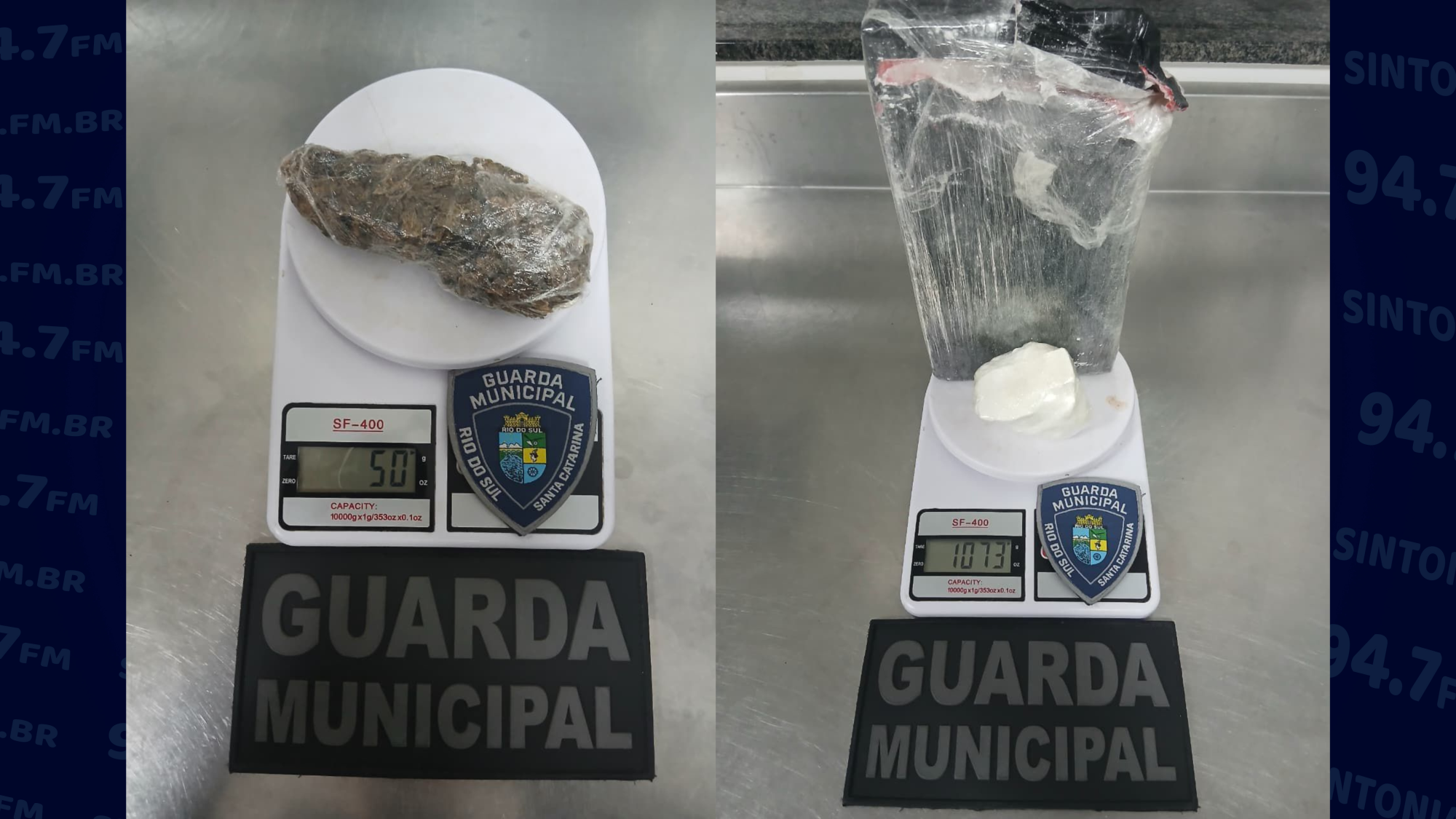 Dupla é presa com mais de 1 kg de cocaína em Rio do Sul