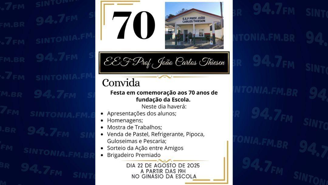 EEF João Carlos Thiesen comemora 70 anos com festa nesta sexta-feira