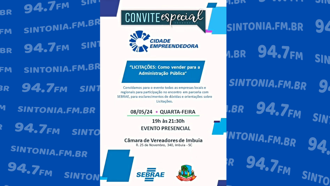 Encontro em Imbuia irá tratar sobre o tema "Licitações: como vender para a Administração Pública"